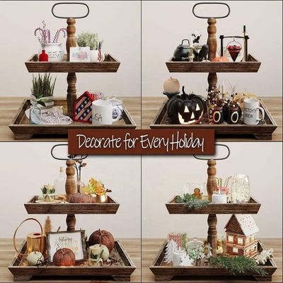 オーダーメイド 農家 木造 2階 トレイ 食品 果物 カップケーキ レストランのスクエア・タイヤ ホームケーキ