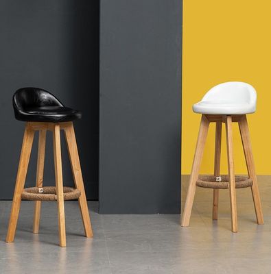 商用家具 マシッドウッドフレームと布の座席の現代的な高いバーストール