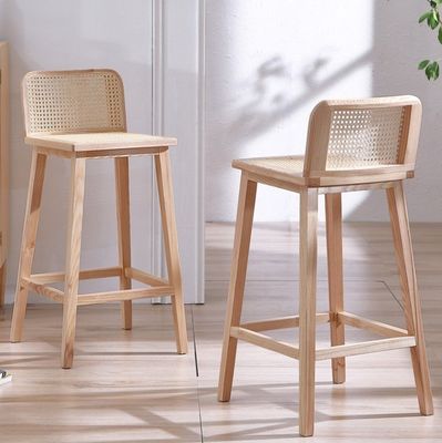 W46*D46*H93cm バー家具 ノルディックラタン椅子 高足椅子 バーストール バー用木製椅子