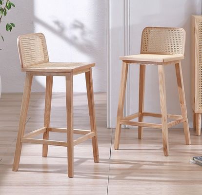 W46*D46*H93cm バー家具 ノルディックラタン椅子 高足椅子 バーストール バー用木製椅子