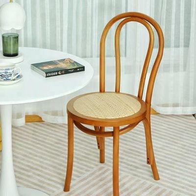 固木 レトロ カーブ リュックレスト ラタン シート ダイニング シート 家庭用家具用 黒/白/ナッツ/淡いナッツ色