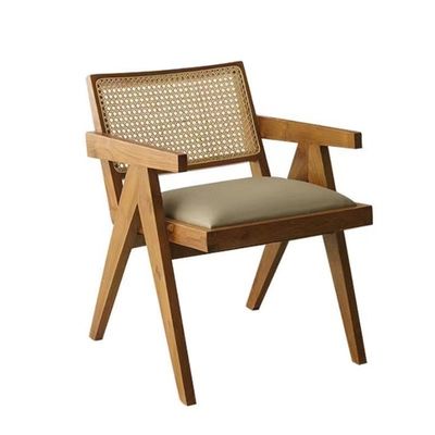 木製のラタン食卓用アームレスト椅子 固木建築 一般家具