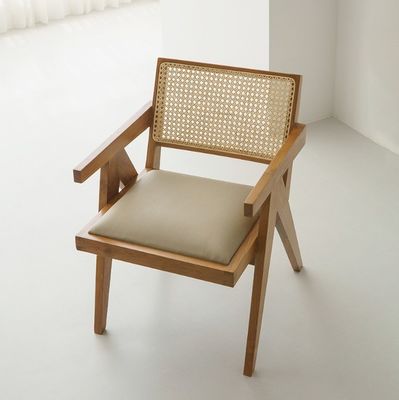 木製のラタン食卓用アームレスト椅子 固木建築 一般家具