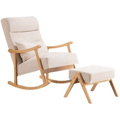 マシッドウッドフレーム 快適なファブリックシート 怠け者 シングルソファ リビングルームのための揺れ椅子