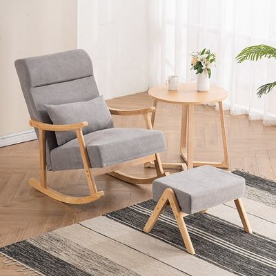 マシッドウッドフレーム 快適なファブリックシート 怠け者 シングルソファ リビングルームのための揺れ椅子