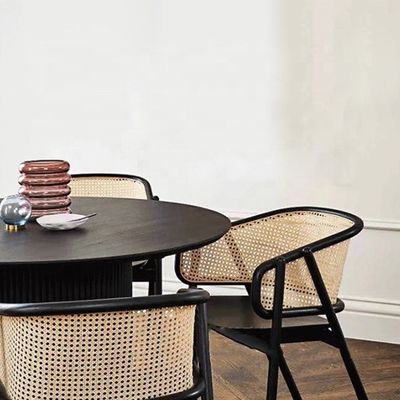 学校 ノルディック 木製 杖 ワイカー ラタン 裏 食卓 リビング 部屋 ブラック ラタン 食卓 リラックス 杖 椅子