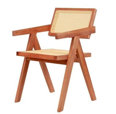 モダンデザイン スタイルのダイニングルーム家具 高級 ラタン 固木 レストラン 椅子 扶手付き