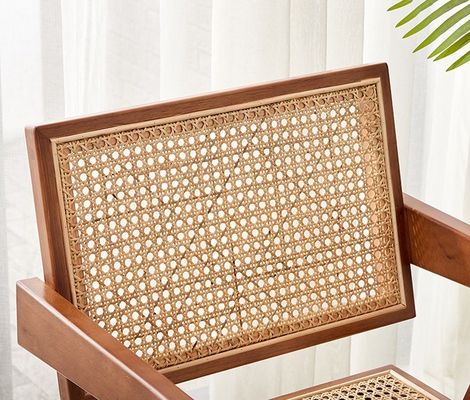 モダンデザイン スタイルのダイニングルーム家具 高級 ラタン 固木 レストラン 椅子 扶手付き