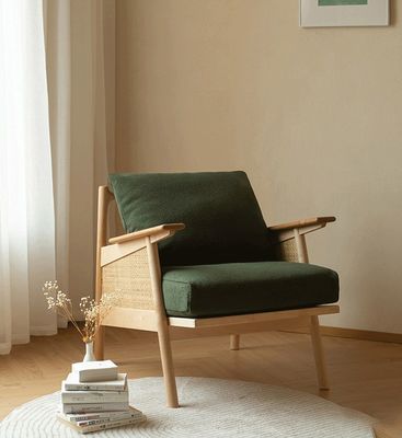 ホーム 家具 一般 ノルディック ラウンジ 木製ソファ 椅子 羽根 枕 天然 織り ラタン 固木 椅子