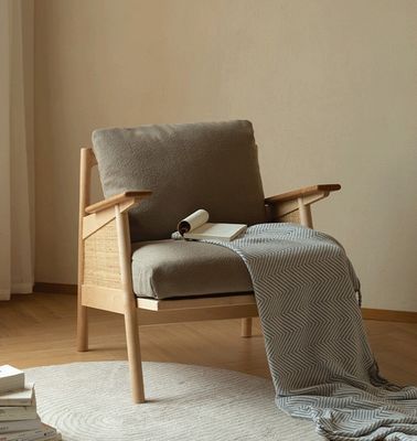 ホーム 家具 一般 ノルディック ラウンジ 木製ソファ 椅子 羽根 枕 天然 織り ラタン 固木 椅子