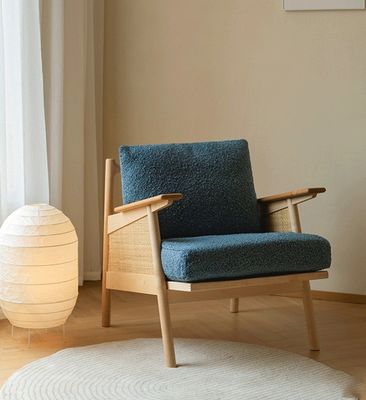 ホーム 家具 一般 ノルディック ラウンジ 木製ソファ 椅子 羽根 枕 天然 織り ラタン 固木 椅子