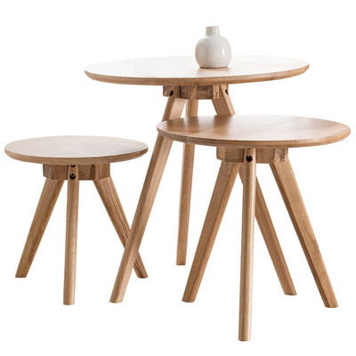 現代的なデザイン 丸い固木コーヒーテーブル リビング W32/40/50*D32/40/50*H30/40/51CM