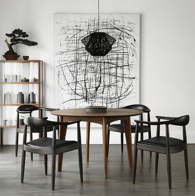 PU レザー シート 木製食卓 W61*D55*H76CM 2023年の現代北欧デザインレストラン向け