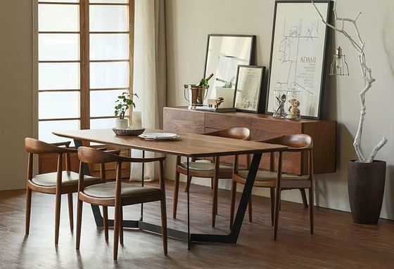 PU レザー シート 木製食卓 W61*D55*H76CM 2023年の現代北欧デザインレストラン向け