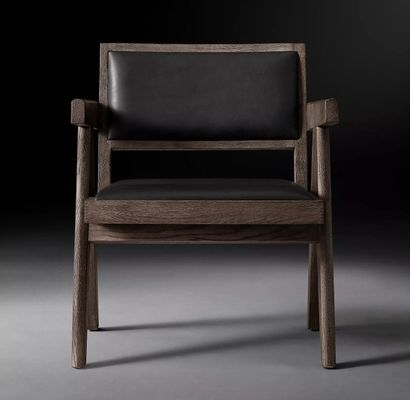 トップグレード ホテル レストラン ホーム 現代 木製 PU 椅子 扶手付き W52*D53.3*H70CM リビングルーム 椅子