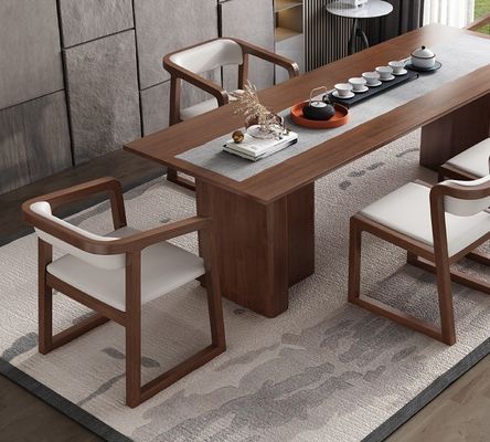 ダイニングルーム家具 現代のデザイン 固木 綿と麻/PU レザー 椅子 扶手と枕 レストラン用