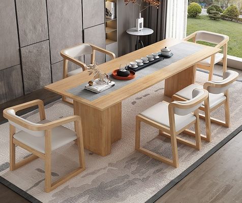 ダイニングルーム家具 現代のデザイン 固木 綿と麻/PU レザー 椅子 扶手と枕 レストラン用