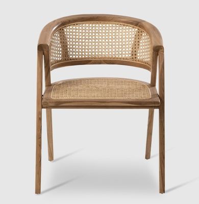 リビングルーム家具 日本様式 マシッドウッド ラタン 織物 モダンデザインのシングルダイニングチェア