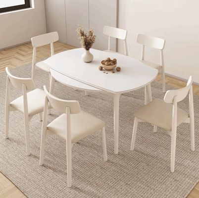 ノルディックスタイルの食堂椅子 固木脚とニトロラック仕上げの布カバー