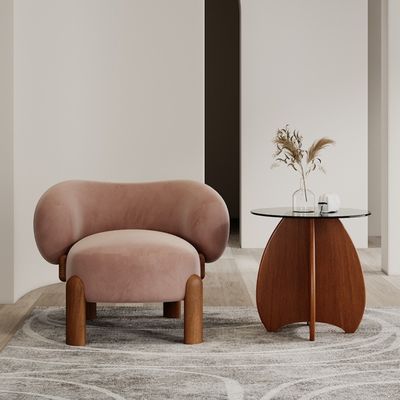 人気 リビング ルーム 家具 モダン マシッド 木羊毛/ベールベット シングル ソファ 椅子 ウォールナッツ 脚 と 軽い 贅沢 デザイン