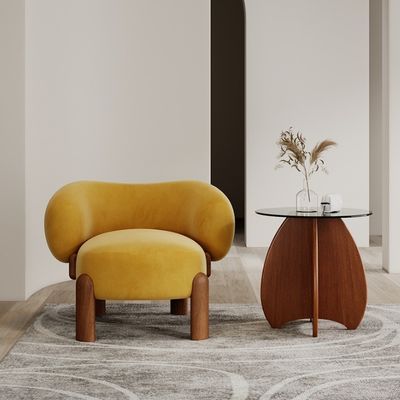 人気 リビング ルーム 家具 モダン マシッド 木羊毛/ベールベット シングル ソファ 椅子 ウォールナッツ 脚 と 軽い 贅沢 デザイン