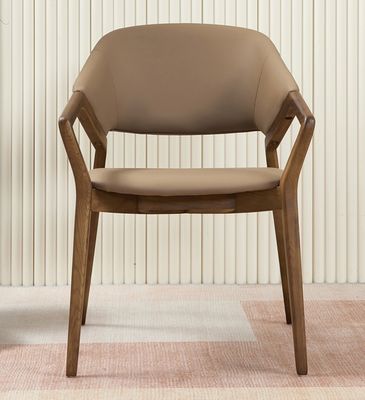2023 モダンデザイン マシッドウッド PU レザー ダイニングルーム カフェ用 ブームチェア レストランに魅力を与え