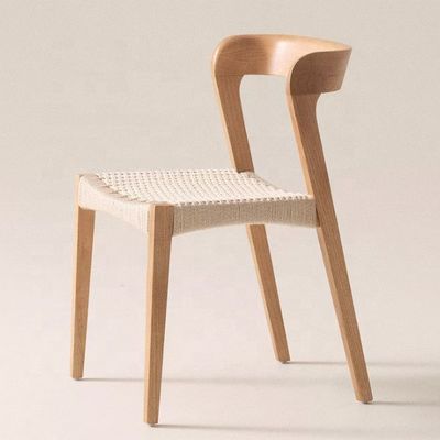 ロープシートとカスタムロゴの現代的な固木レストランチェア