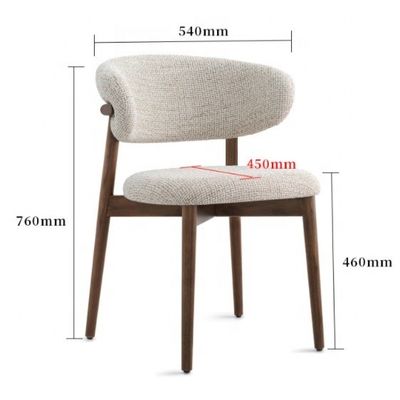ダイニングルーム家具 カスタマイズされた色 伝統的なデザイン ウォールナット 木製椅子 白い麻布と曲がった背筋