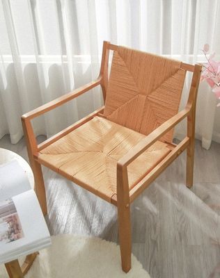 天然デザイン オーク木 織りコード アームレスト ソファー椅子 キッチン用 固木家具 キッチン様式