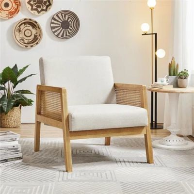 モダン リビング 豪華 fauteuil 家具 木製ソファー 豪華布団の椅子 ベルヴェットとラタン 人気自然色