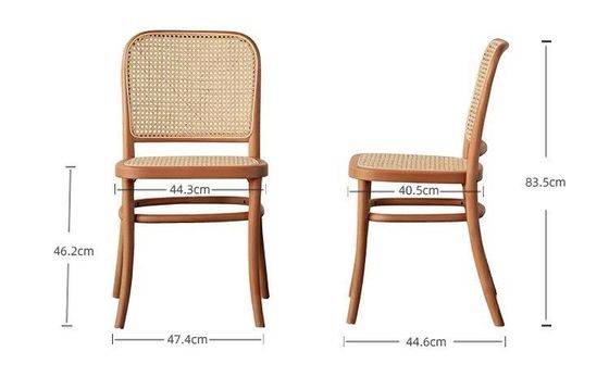 耐久性のある固木ラタンバックダイニングチェア ダイニングルーム家具 W47.4CM*D44.6CM*H83.5CM