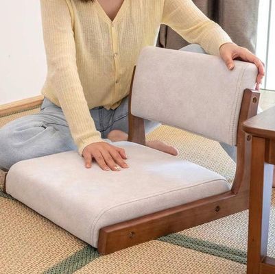 オーダーメイド 日本製 タタミ 木製 足のない床茶椅子 背筋付き