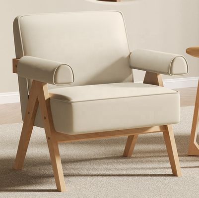 現代のリビングルーム家具 現代の固木枠 織物 革 オプション 単一の木製ソファ椅子 W70*D70*H80CM