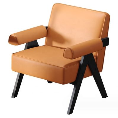 現代のリビングルーム家具 現代の固木枠 織物 革 オプション 単一の木製ソファ椅子 W70*D70*H80CM