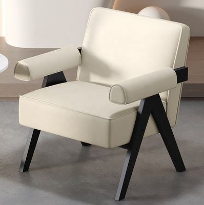 現代のリビングルーム家具 現代の固木枠 織物 革 オプション 単一の木製ソファ椅子 W70*D70*H80CM