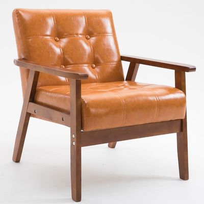 アパート リビングルームやホテル用 ソフトシートチェア マシッドウッドファブリック 現代のデザインの木製ソファーチェア