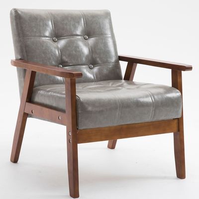 アパート リビングルームやホテル用 ソフトシートチェア マシッドウッドファブリック 現代のデザインの木製ソファーチェア