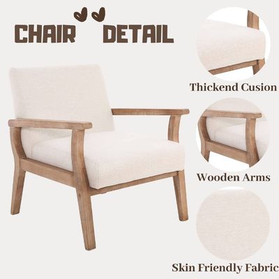 リビングルームとホテル マシッドウッドファブリック 木製ソファ 椅子 W69*D76*H79CM ソフトシート モダンデザイン 1席