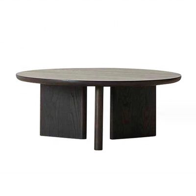 ホーム 家具 現代の三角形ベース コーヒーテーブル ウォールナッツ色の木製枠 ダイニングルーム家具