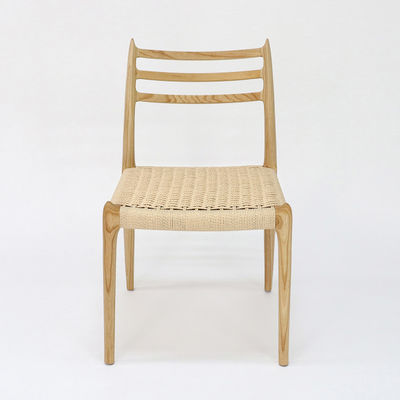 レストラン用 マシッドウッドとアッシュ/ゴム木の建築用 手織りコードダイニングチェア