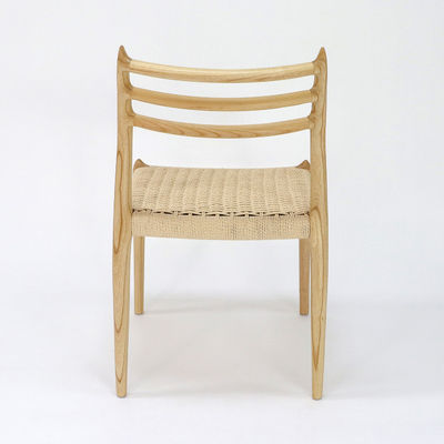 レストラン用 マシッドウッドとアッシュ/ゴム木の建築用 手織りコードダイニングチェア