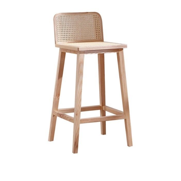 W46*D46*H93cm バー家具 ノルディックラタン椅子 高足椅子 バーストール バー用木製椅子