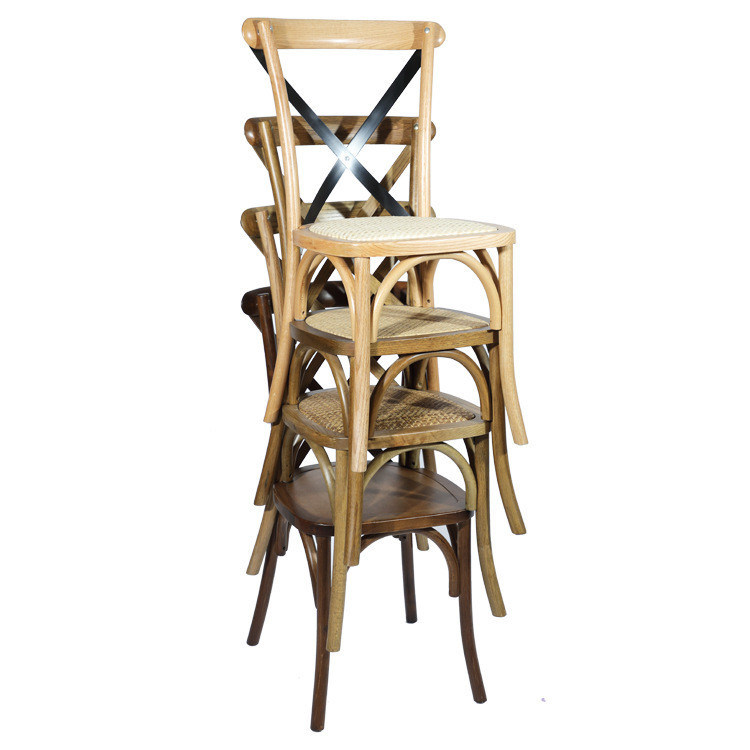 オーダーメイドデザイン ノルディック モダン ラタン クロス バック 積み立てられる 固木 バンケット 結婚式 木製椅子 OEM サービス 受け入れ