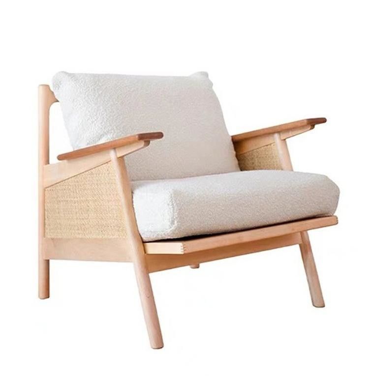 ホーム 家具 一般 ノルディック ラウンジ 木製ソファ 椅子 羽根 枕 天然 織り ラタン 固木 椅子