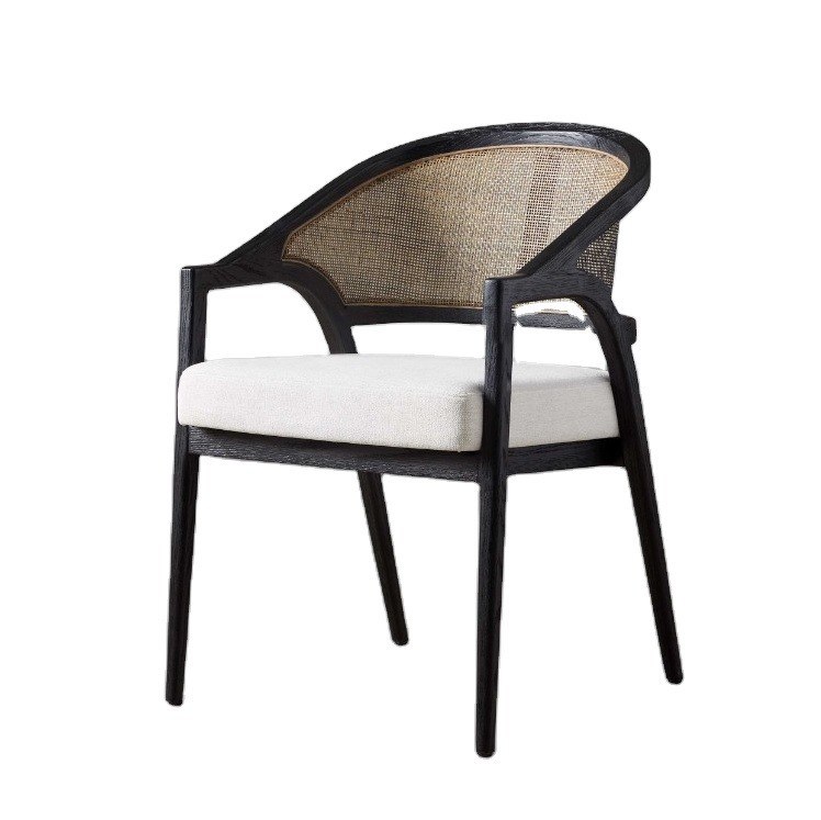 シンプル ノルディックデザイン モダン マシッドウッド ラタン 織物 食堂 椅子 モーデン レストラン