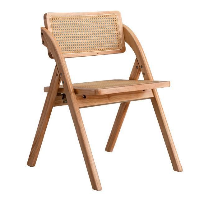 ホテル レストラン ダイニングルーム 家具 モダン ノルディック 折りたたむラタン リュックレスト 固木 ダイニングチェア W47.5*D47.5*H81.5CM